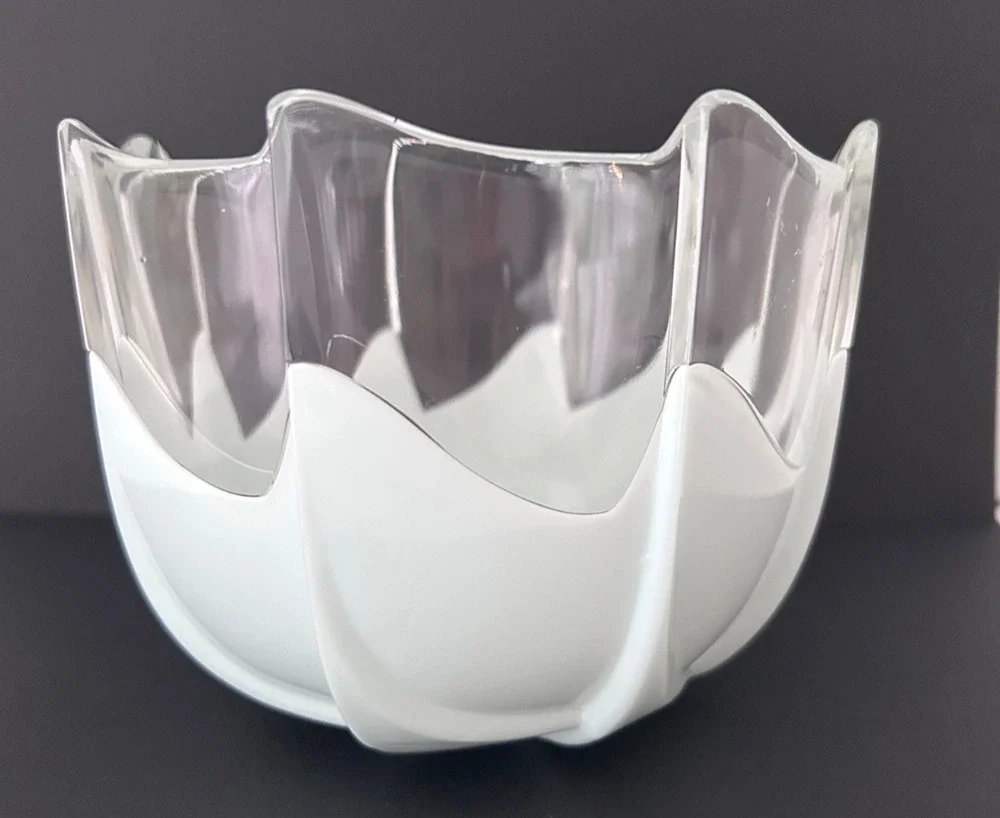 CRYSTAL Sculpture Vase Rosenthal Studio Line Art Deco Germany Glass Fan Dish Vtg